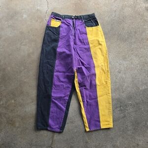 Vintage 90s Cross Colours Color Blocked Denim Hip Hop Baggy Jeans Pants Sz 38